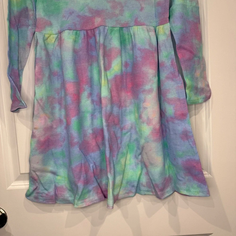 The Childrens Place Girls Tie Dye Waffle Knit Long Sleeve Dress Size L 10/12 - Picture 3 of 6